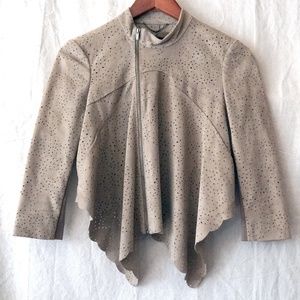 BCBG Max Azria Women XS Perforated Suede Effect Moto Jacket